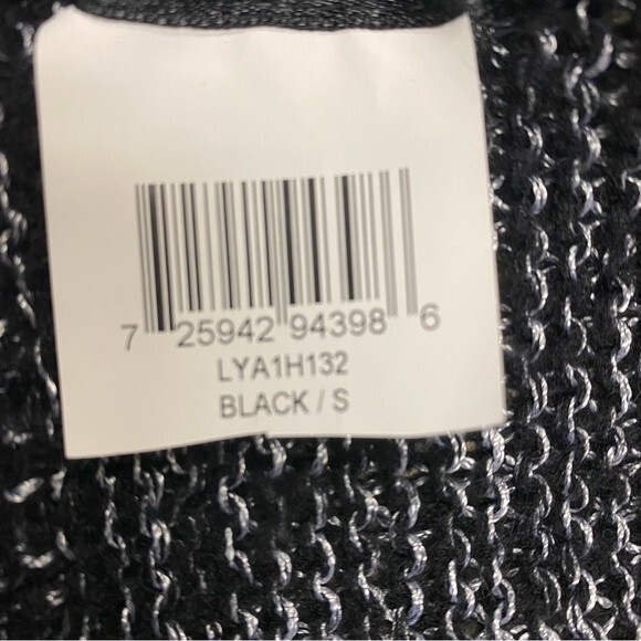 BCBG MaxAzria Cowl Neck Long Sleeve Slouchy Fit Distressed Knit Black Sweater S - Picture 14 of 14